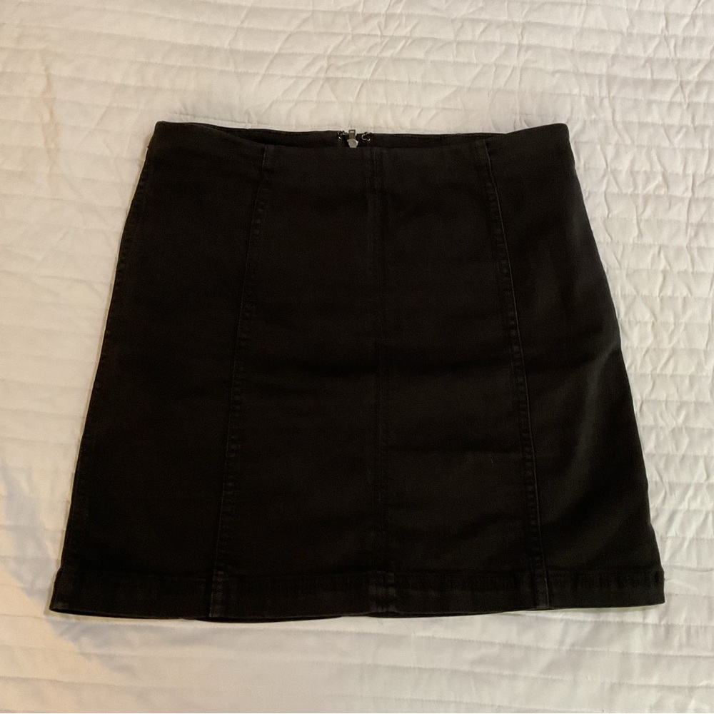 Free People Black Denim Skirt